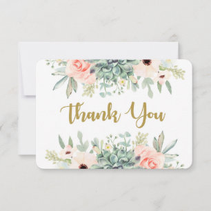 Remerciements Carte de remerciement florale aquarelle de succule