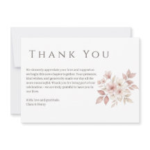 Carte de remerciement florale aquarelle rose tendr