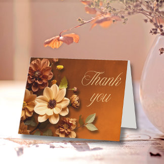 Remerciements Carte de remerciement florale Automne Dahlia Cuivr