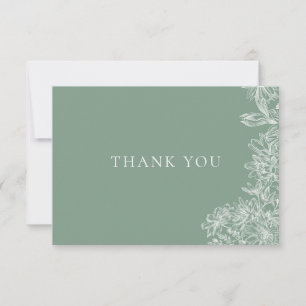 Remerciements Carte de remerciement florale blanche et vert saug
