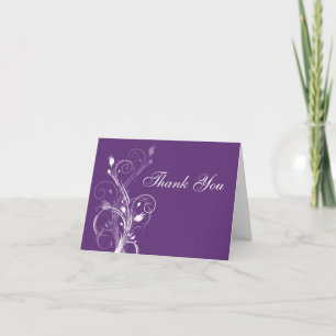 Remerciements Carte de remerciement florale blanche et violette 