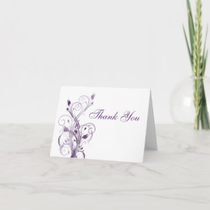 Remerciements Carte de remerciement florale blanche et violette