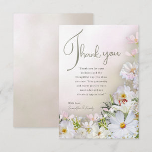 Remerciements Carte de remerciement florale blanche pastel doux