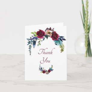 Remerciements Carte de remerciement florale boho rouge