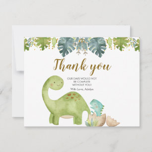 Remerciements Carte de remerciement florale de dinosaure verdoya