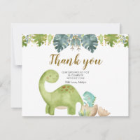Carte de remerciement florale de verdure de dinosa
