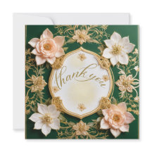 Carte de remerciement florale Élégance Émeraude