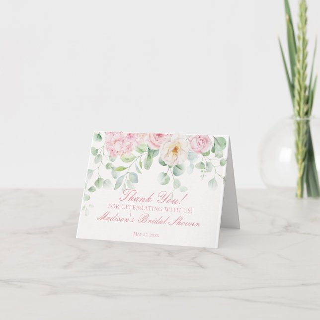 Remerciements Carte de remerciement florale Hydrangea Pink Love  (Devant)