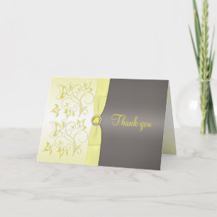 Remerciements Carte de remerciement florale jaune et grise