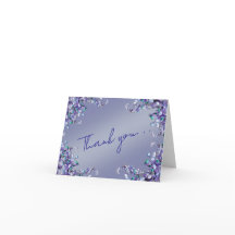 Carte de remerciement florale lilas bleu lavande d