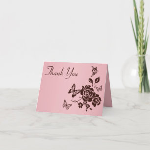Remerciements Carte de remerciement florale rose et marron