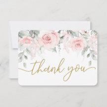 Carte de remerciement florale rose pastel