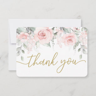 Remerciements Carte de remerciement florale rose pastel