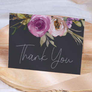 Remerciements Carte de remerciement florale rose poussiéreux vio
