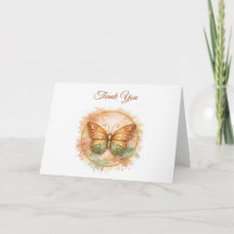 Carte de remerciement funéraire Boho Butterfly