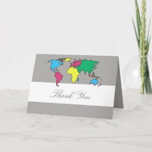 Remerciements Carte de remerciement funky avec carte du monde