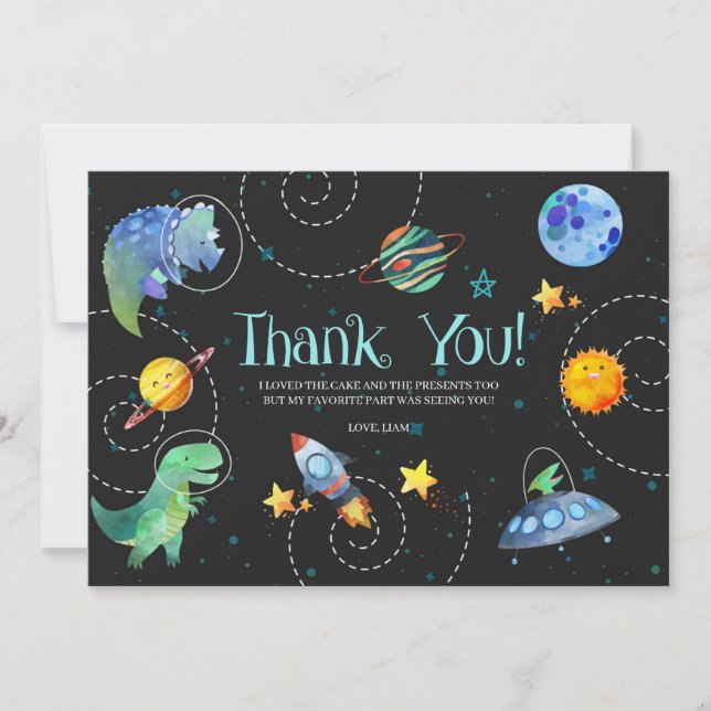 Remerciements Carte de remerciement Galaxie Dinosaure de l'Espac (Devant)