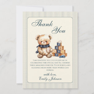 Remerciements Carte de remerciement Grandmillennial Ourson de la