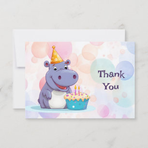 Remerciements Carte de remerciement hippopotame