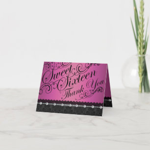 Remerciements Carte de remerciement Hot Pink Diamond & Damask sw