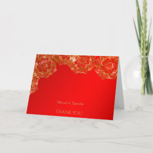 Remerciements Carte de remerciement indienne à fleurs rouges et 