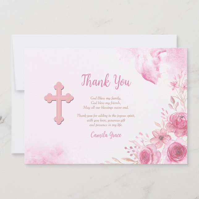 Remerciements Carte de remerciement Inspiration Rose (Devant)
