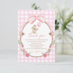 Remerciements Carte de remerciement Lapin à nœud papillon rose G
