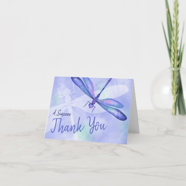 Remerciements Carte de remerciement Libellule bleue (Devant)