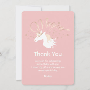 Remerciements Carte de remerciement licorne magique moderne rose