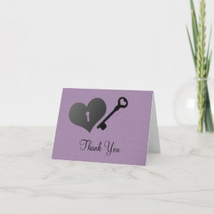 Remerciements Carte de remerciement Lilac Heart Lock and Key