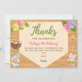 Remerciements Carte de remerciement Luau