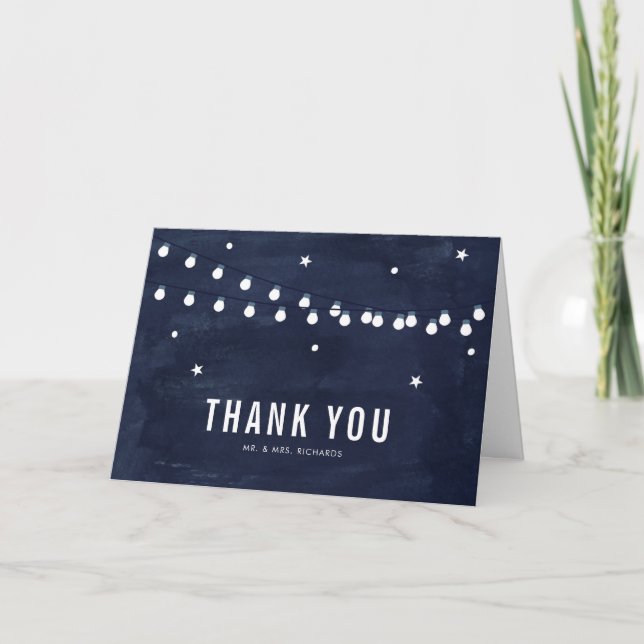 Remerciements Carte de remerciement Lumières de Noël Étoilées Ru (Devant)