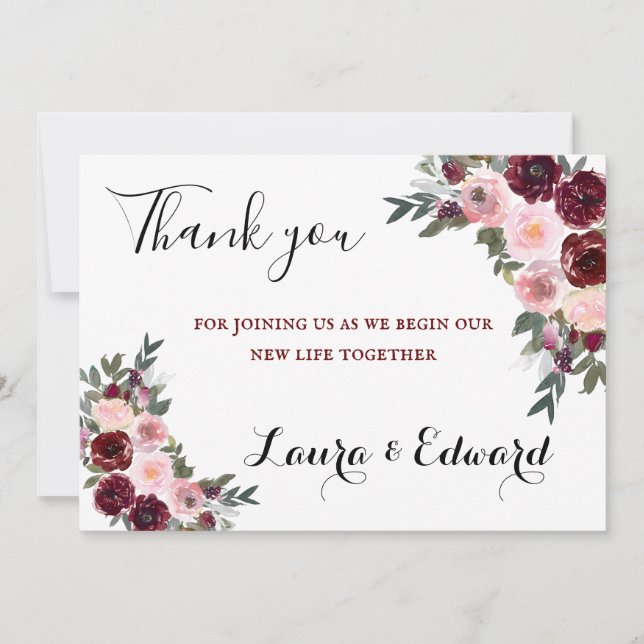 Remerciements Carte de remerciement Mariage simple (Devant)