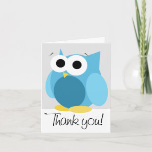 Remerciements Carte de remerciement "Merci" avec grand hibou ble