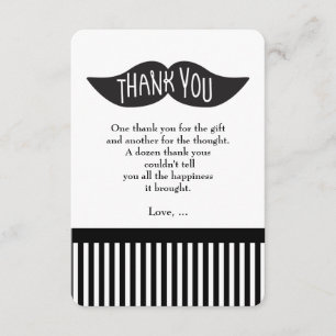 Remerciements Carte de remerciement moderne à rayures Mustache B