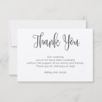 Carte de remerciement moderne rustique. Mariage si