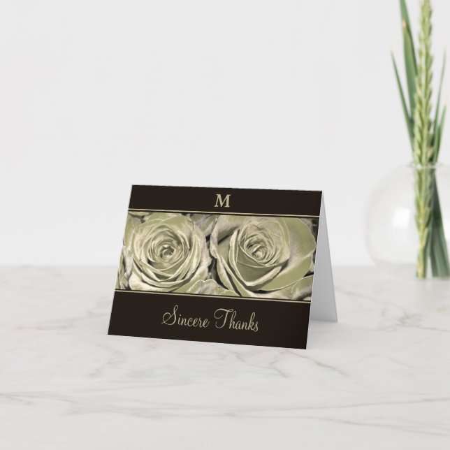 Remerciements Carte de Remerciement Monogramme Rose Platine (Devant)