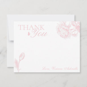 Remerciements Carte de remerciement papillon floral rose et blan