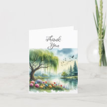 Carte de remerciement paysage à l'aquarelle