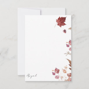Remerciements Carte de remerciement personnalisée avec feuilles 