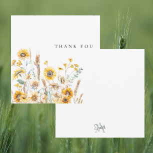 Remerciements Carte de remerciement personnalisée avec tournesol