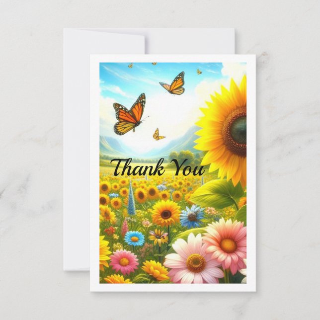 Remerciements Carte de remerciement personnalisée Tournesol pour (Devant)