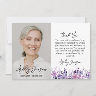 Remerciements Carte de remerciement photo fleur violette de symp