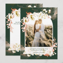 Remerciements Carte de remerciement photo florale émeraude moder