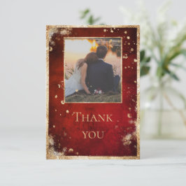 Remerciements Carte de remerciement photo rustique rouge or