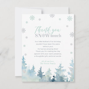 Remerciements Carte de remerciement photo Silver & Mint Winter W