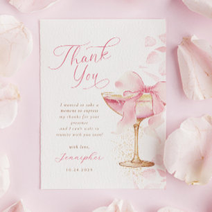 Remerciements Carte de remerciement Pink Bow Brunch et Champagne