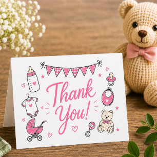 Remerciements Carte de remerciement Pink Burgers Babies BBQ