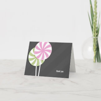 Remerciements Carte de remerciement Pink & Green Lollipopes