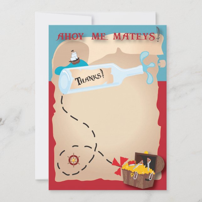 Remerciements Carte de remerciement pirate (Devant)